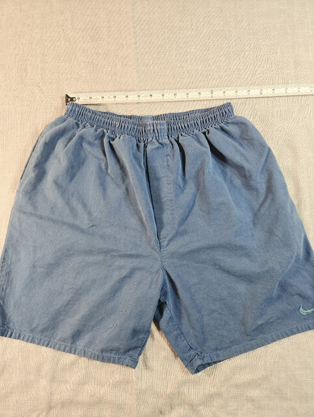 VTG 90s Nike White Tag Corduroy Shorts Mens L Blue Embroidered Swoosh USA Made - Picture 7 of 7